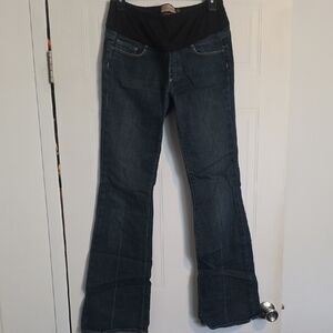 PAIGE Dark Blue Flare Maternity Jeans